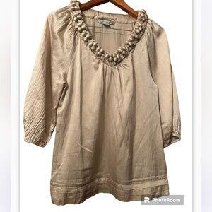 Peter Nygard Women's Blouse Top Short Sleeve Gold Size 10 Designer